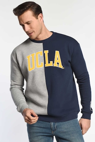 Ucla Reddley Lacivert Bisiklet Yaka Aplikeli Standard Fit Erkek Sweatshirt Lacivert
