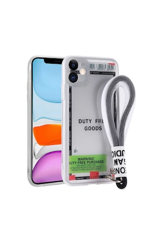 Apple Uyumlu iPhone 11 Uyumlu Desenli El Askılı İpli Zore Astana Silikon Kılıf-duty Free Duty Free -