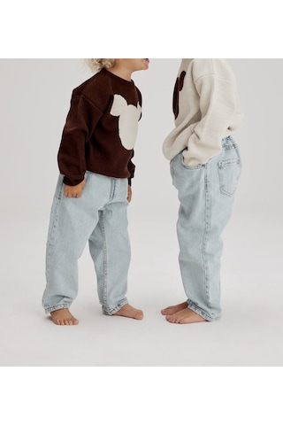Lolliboomkids Unisex Çocuk Mickey Triko Kazak Bol Kesim Kot Pantolon Alt Üst Takım 2 Parça