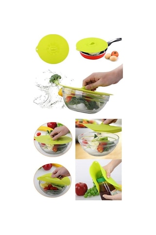 15 Cm Isı Koruyucu Toz Hava Önleyici Silikon Tencere Tava Kapağı Sarı - 837150855 Diğer