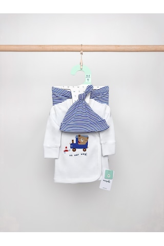 Sezgibaby 3lü Erkek Bebek Zıbın Seti Mavi