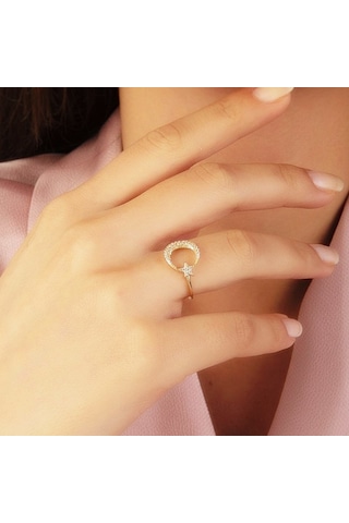 Ayyıldız Altın Yüzük 14K Gold Taşlı 364012513