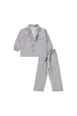 Civil Boys Gabardin Çizgili 3 Lü 2-5 Yaş Takım - Gri