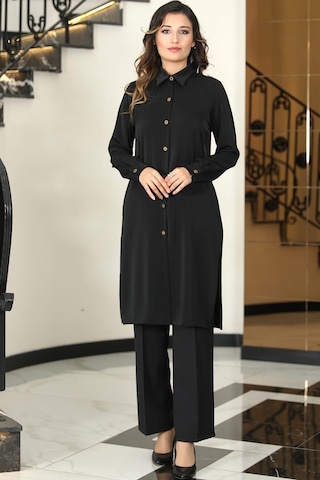 Asrın Tunik Pantolon İkili Tesettür Takım Siyah Siyah