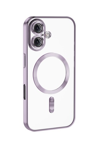 Apple Uyumlu iPhone 16 Plus Kılıf Magsafe Kamera Lens Korumalı Logo Gösteren İnce Hafif Ata Pro Tech Lila