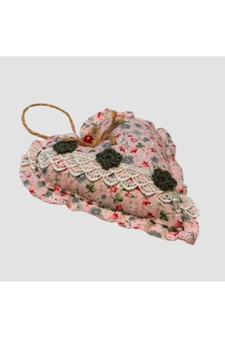 Uretti - Gamze 4416 - El Yapımı Kalpli İnci Dantelli Lavanta Tanecikli Kese 16cm - Pembe