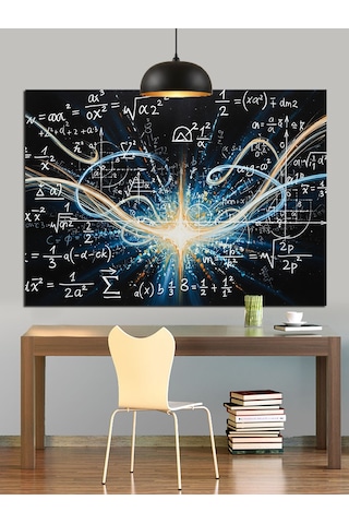 Elektrik Çizgileri Ve Matematik Formülleri Dekoratif Kanvas - Mdf Ahşap Tablo