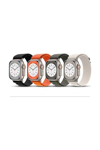 Watch Ultra 49mm Uyumlu Krd-74 Hasır Zore Kordon-turuncu