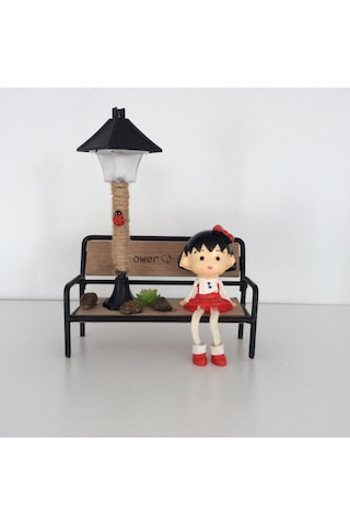 Bankta Oturan Kız Işıklı Biblo Flower Girl Diğer