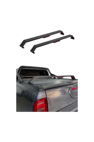 Toyota Hilux 2015-2026 Uyumlu Araca Özel Dakar Kasa Üstü Ara Atkı Rollbar İçin Siyah 130-177 2 Parça
