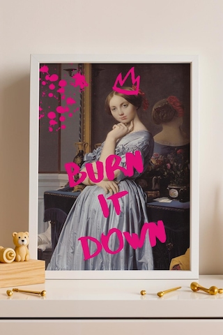 Louis De Broglie Çerçeveli Tablo Burn It Down Kadın Girişimciler İçin Motivasyon Hediyesi Altered Art
