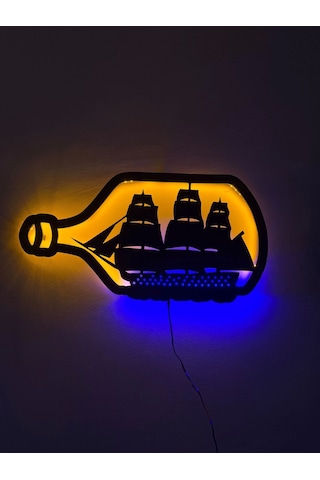 Gemi Temalı Led Işıklı Tablo