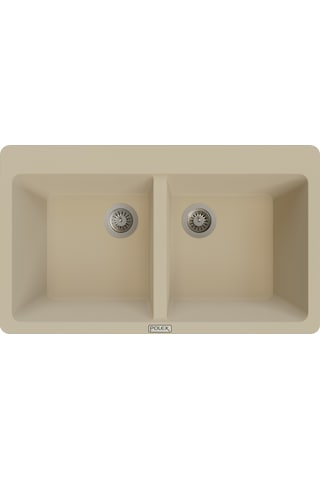 Polex Cristalüx Granit Evye P-N9 Bej 2 Hazneli Tezgah Altı Ve Tezgah Üstü Mutfak Evyesi 86x50.5 CM