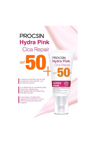 Procsin Hydra Pink Bariyer Güçlendirici Cam Cilt Renkli Güneş Kremi SPF50+ Pa++++ 50 ML