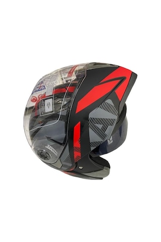 Jk20 Çene Açılır Güneş Vizörlü Motosiklet Kask Kırmızı