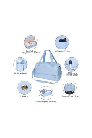 Ranyeek Kadınlar İçin Spor Çanta, Su Geçirmez Oxford Kumaşı, Kuru-ıslak Ayrımı, 36x47x22 Cm Büyük Kapasite, Fitness Seyahat Çantası Mavi/bej/siyah/gri/pembe/koyu Mavi Seçenekli MAvi