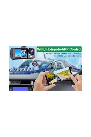 Wifi Li 3 Kameralı Araç İçi Kamera Kayıt Cihazı 3 Lens Cardvr Dash Cam Ön İç Ve Geri Görüş Kamerası