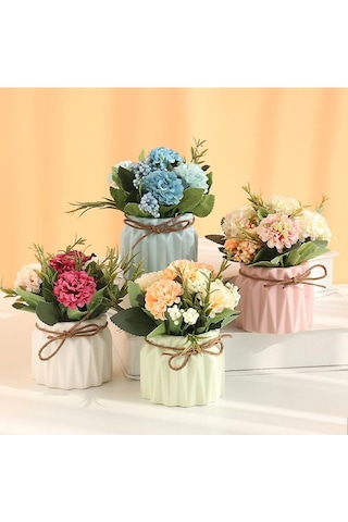 Florada Şeker Renkler Çiçeksiz Dekoratif Sukulent Ve Kaktüs Saksı Seti, Sunumluk 4'lü