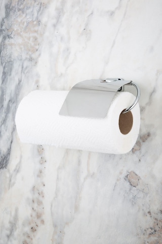 MultiStore Mini Serisi Krom Kapaklı Kağıt Rulo Havluluk, Peçetelik, Banyo Askısı Gri