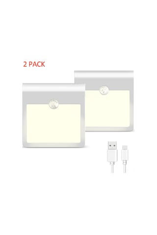 Vkemall 2'li Usb Şarjlı Hareket Sensörlü Gece Lambası, Islak Beyaz Işık, Parlaklık Ayarlı, Çekiçli Montaj Diğer