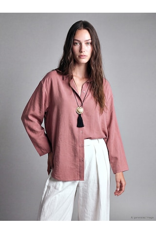 Lcw Modest Pembe Modal Karışımlı Kadın Gömlek Tunik