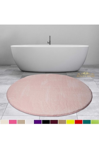 Bonny Home Elite Pudra 100x100 Cm Yuvarlak Peluş Banyo Paspası Ka Pudra