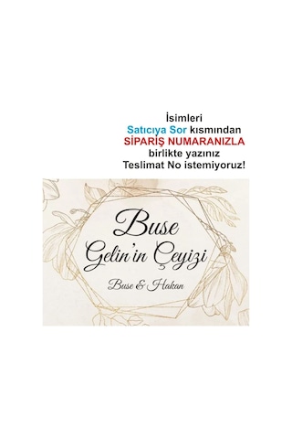 Altın Doğa Ile Süslü Düğün Çeyiz Koli Etiketi 10 Adet A4 Ebat Baskılı Sticker Diğer