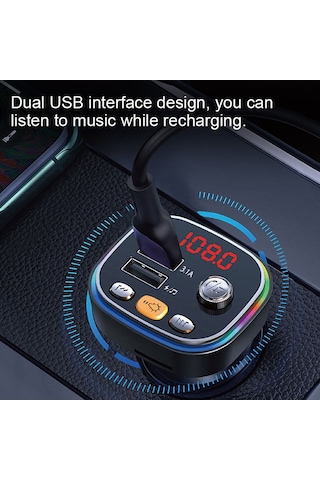 Padalink Araç Fm Verici Bluetooth 5.0 - Çift Usb Şarj Ve Müzik Oynatıcı, Gümüş Rengi Pil Ve Şarj Aleti Yok