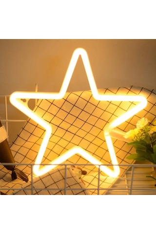 Fosenze Yıldız Şekilli Led Neon Işık, Usb/aa Pil İle Ev Odası Dekorasyonu, Pvc Malzeme, Güvenli Ve Dayanıklı Diğer