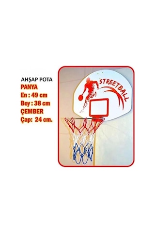 Ahşap Asılabilir Fileli Gerçekci Detaylı Streetball Basketbol Potası Eğitici Spor Oyuncak