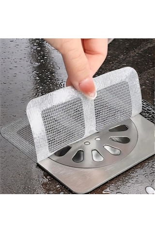 10 Adet Kendinden Yapışkanlı Gider Kapağı Çelik Banyo Süzgeci Gri