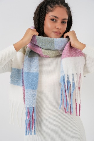 Kadın Yumuşak Dokulu Kalın Şal Atkı 15951 - Pudra Pudra