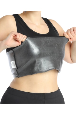 Fitform Giyim Sauna Etkili Termal Atlet - Özel Polymer Kumaş Terleten Sıkılaştırıcı Atlet Korse Siyah