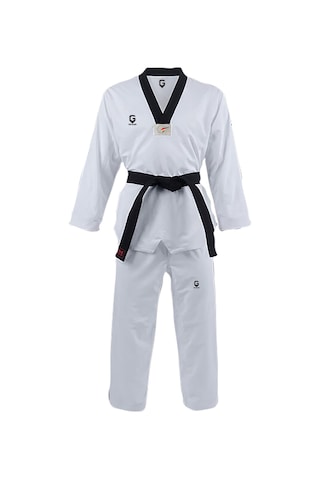 Fitilli Siyah Yaka Taekwondo Elbisesi Dobok Beyaz