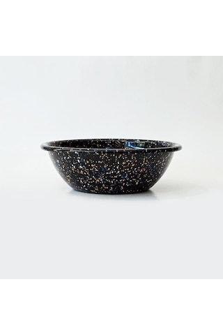 Emaye 20 Cm Kase Serpme Desen Siyah Siyah