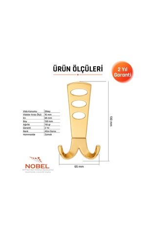 Seylan Portmanto Askısı, Metal Vestiyer Askısı, Altin, Duvar Ve Dolap Askılığı 5'li Set Vidalı Altın
