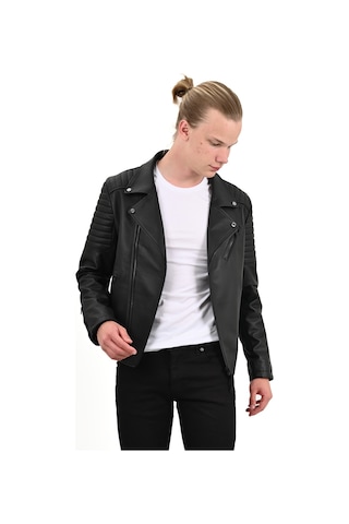 Alin Echo Siyah Biker Deri Ceket-Siyah
