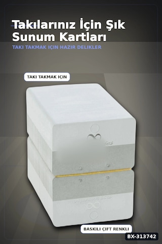Kolye Kartı 200 Adet Balya 8.5x7cm Karton Malzeme Toplu Paket Takı Sergileme Bx-313742 001 - Beyaz