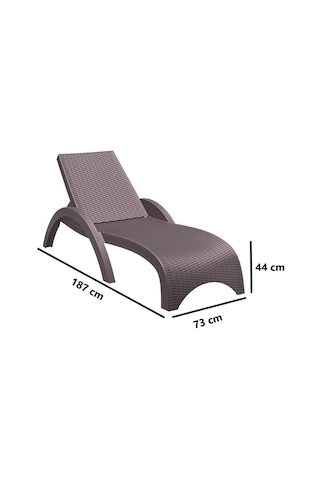 Omnipazar Trk-860 Siesta Fiji Bej Minderli Rattan Desenli Ayarlanabilir Lüks Şezlong Kahverengi 2'li Set Kahverengi