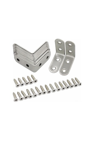 Youtek 10 Adet Paslanmaz Çelik 90 Derece Açı Braketi - 40x40mm, 4 Delikli, 40 Vidalı, Dayanıklı Raf Ve Mobilya Donatı Diğer