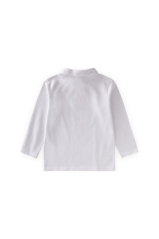 Cigit Polo Yaka Uzun Kollu T-shirt 5-12 Yaş Kırık Beyaz