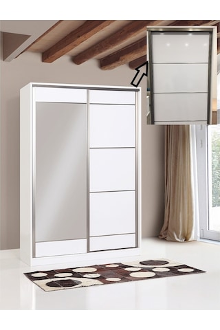 Doğandekorasyon Bora 120 Cm Sürgülü Dolap Gardırop Vestiyer Portmanto