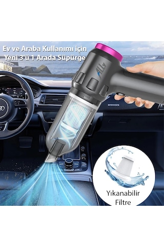 Ally 14000pa Güçlü Portatif 2 Kademeli Tasinabilir Vakumlu Kablosuz Üflemeli Mini Araç Süpürgesi Sw-103- 5775