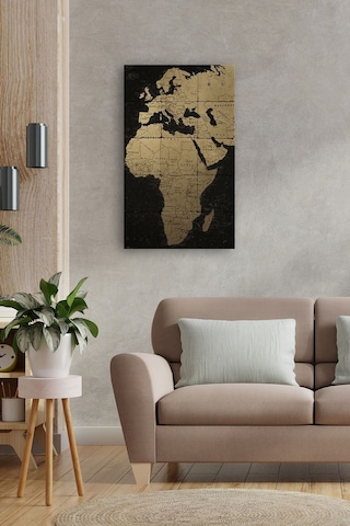 Doğal Taş Tablo - Dünya Haritası - Duvar Dekoru 30x50cm