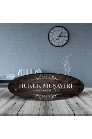 Kişiye Özel Mesleki Hukuk Müşaviri Ahşap Oval Masa İsimliği - 3