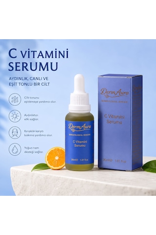 Dermaura C Vitamini Yüz Serumu 30ml Aydınlatıcı Leke Karşıtı Ve Nemlendirici Cilt Bakım Serumu
