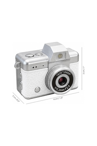 Mimtec Blm-110 Mini Retro Dijital Kamera - Flaşlı Katlanabilir Ekran 1080p Hd Video Selfie Vlog Kamerası Gri