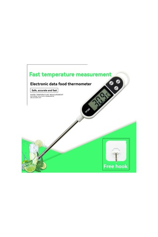 Youtek Stok Metni: Çift Taraflı Dijital Gıda Sıcaklık Ölçer - Inox Prob, Hızlı Ölçüm, -50 C/+300 C Aralığı, Lcd Ekran, Ev/mutfak Uygun Beyaz