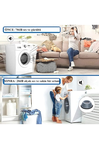 4'lü Set Çamaşır Makinesi Sabitleyici Titreşim Engelleyici Makine Yükseltici M-541 Gri Diğer