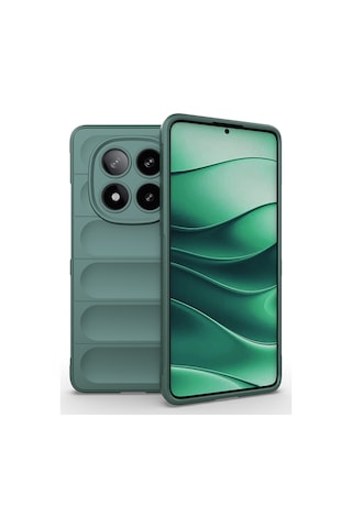 Mobilteam Redmi Note 14 Pro 5g Kılıf Esnek Tpu Oyuklu Arka Yüzey Tasarımlı Etnik Silik Yeşil